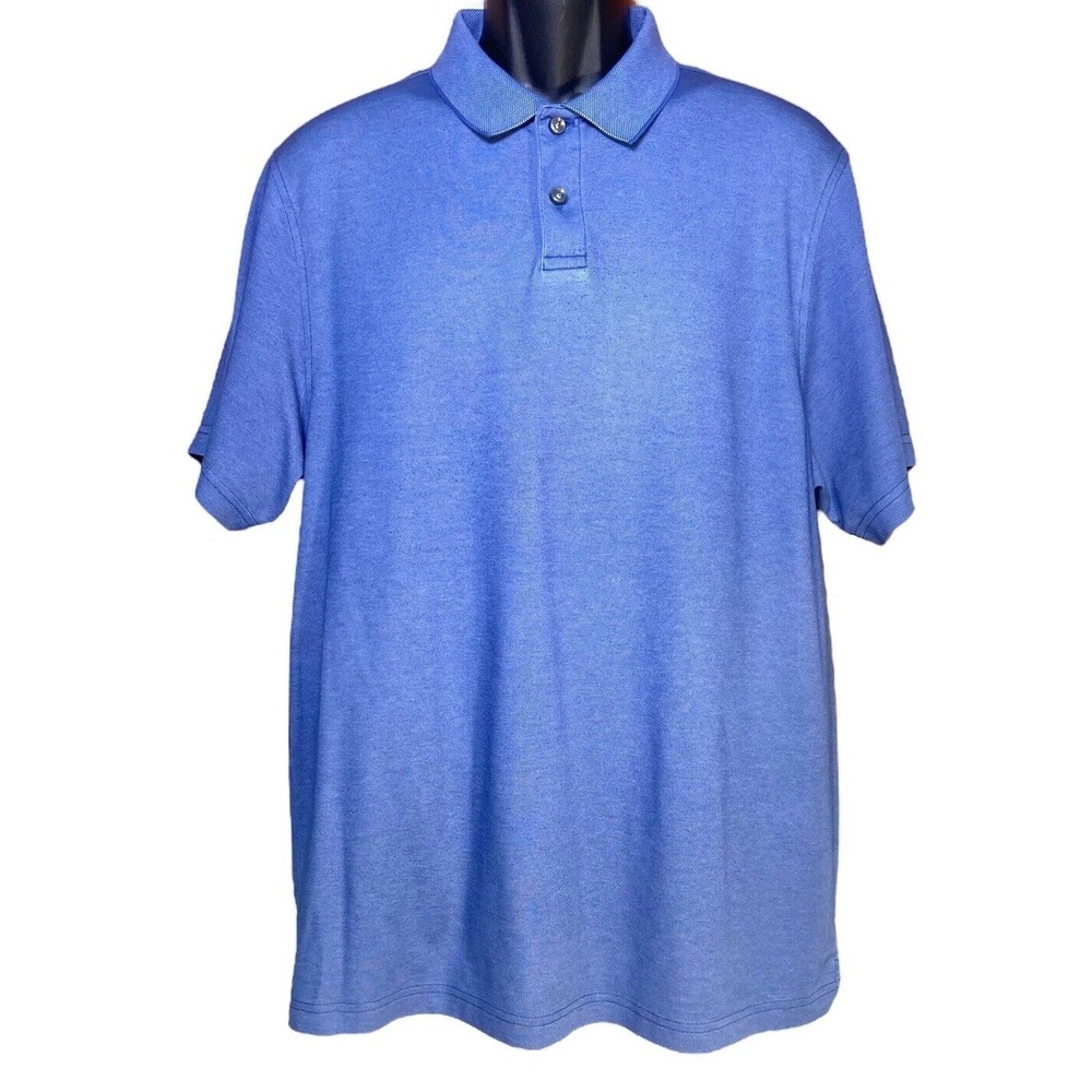 Tasso Elba Polo Shirt Mens Size‎ Large Blue Golf Supima Cotton Blend